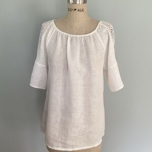 Terzo Millenio White Short Sleeve Linen Top Size Medium